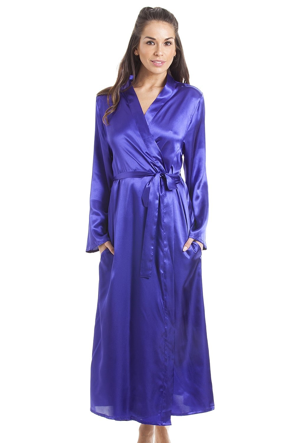 purple satin dressing gown PiccoCasa Women's Silk Satin Kimono Robe with Lace Trim, Bridal Sleepwear - Purple