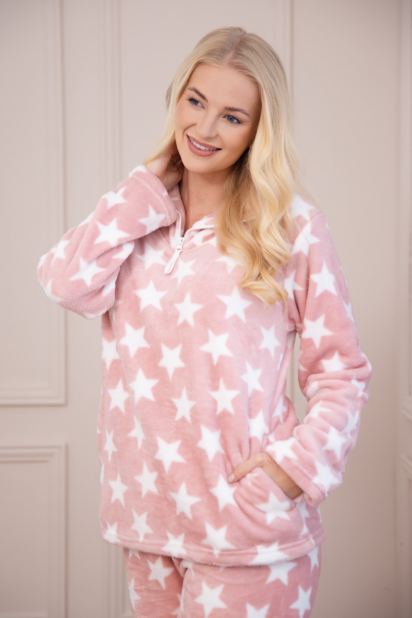 Womens Supersoft Fleece Star Print Pyjama Set