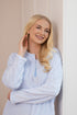 Womens Supersoft Light Blue Zip Front Diamond Print Housecoat