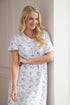 Camille Womens 100% Cotton Luxury Porcelain Floral Short Sleeve Nightdress