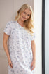 Camille Womens 100% Cotton Luxury Porcelain Floral Short Sleeve Nightdress