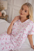 Camille Womens 100% Cotton Luxury Porcelain Floral Short Sleeve Nightdress