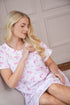 Camille Womens 100% Cotton Luxury Porcelain Floral Short Sleeve Nightdress