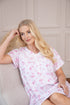 Camille Womens 100% Cotton Luxury Porcelain Floral Short Sleeve Nightdress