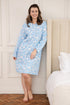 Womens 100% Organic Cotton Classic Knee Length Long Sleeved Nightdress