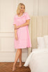 Womens 100% Cotton Pink Short Sleeve White Polka Dot Nightdress