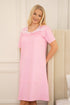 Womens 100% Cotton Pink Short Sleeve White Polka Dot Nightdress