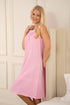 Womens Pink Sleeveless White Polka Dot Nightdress