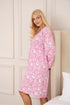 Womens 100% Organic Cotton Classic Knee Length Long Sleeved Nightdress