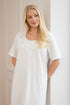 Womens 100% Cotton Short Sleeved Polka Dot White Nightdress