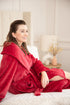 Camille Women's Supersoft Fleece Ribbed Collar Robe