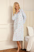 Womens 100% Cotton Classic Floral And Polka Dot Long Sleeved Nightdress