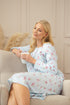 Womens 100% Cotton Classic Floral And Polka Dot Long Sleeved Nightdress