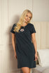 Womens Soft 100% Cotton Short Sleeve Knee Length Owl Motif Nightshirts