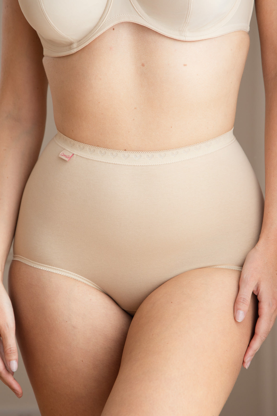 Womens Nude Beige Three Pack Cotton Maxi Briefs
