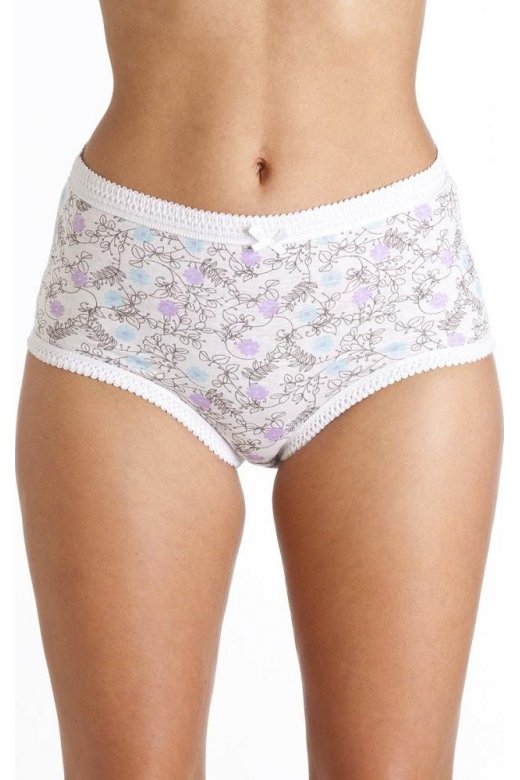 Womens 3 Pack 100% Cotton Purple Mix Full Briefs