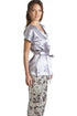 Camille Women's Pyjama Set Grey Floral Print Short Sleeve Satin Nightwear