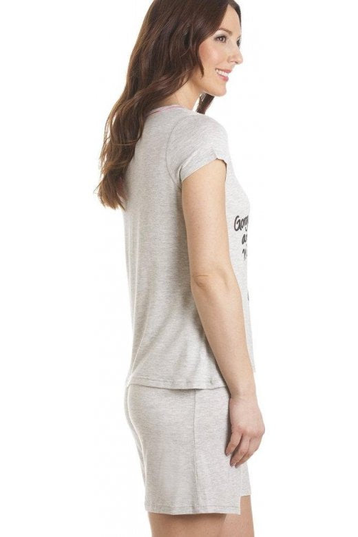 Grey Short Sleeve Zebra Motif Short Pyjamas