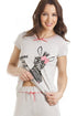 Grey Short Sleeve Zebra Motif Full Length Pyjama