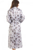 Grey Floral Print Long Satin Light Blue Wrap