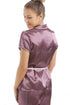 Mocha Short Sleeve Belted Satin Pyjama Set