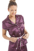 Purple Short Sleeve Belted Satin Pyjama Set