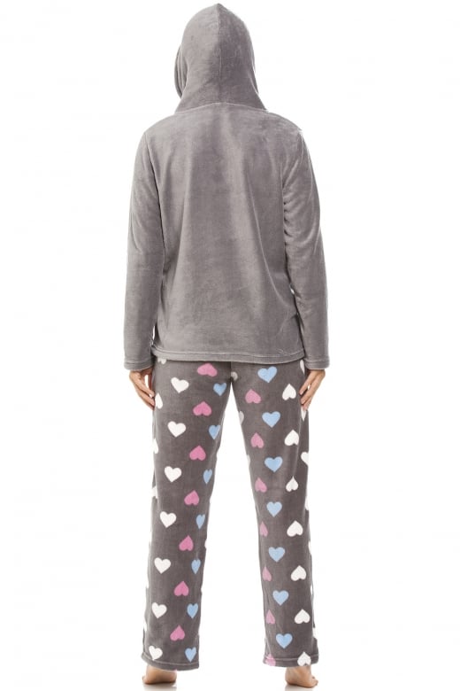 Multi Coloured Heart Print Supersoft Grey Pyjama Set