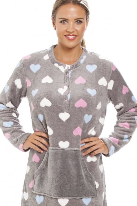 Multi Coloured Heart Print Supersoft Grey Lounger