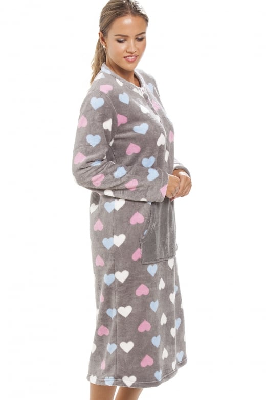 Multi Coloured Heart Print Supersoft Grey Lounger