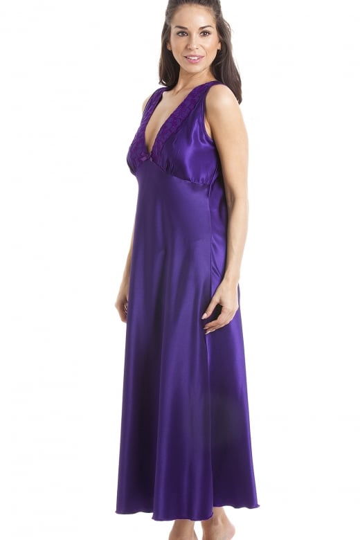 Luxury Purple Lace Satin Chemise
