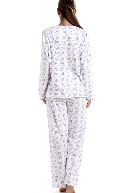 Classic Cotton Jersey Lilac Floral Print Pyjama Set