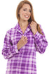 Lilac Checkered Long Sleeve Button Front Nightshirt