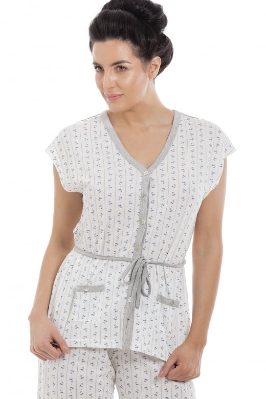 Ladies Short Sleeve Cropped Bottoms Pyjama Set