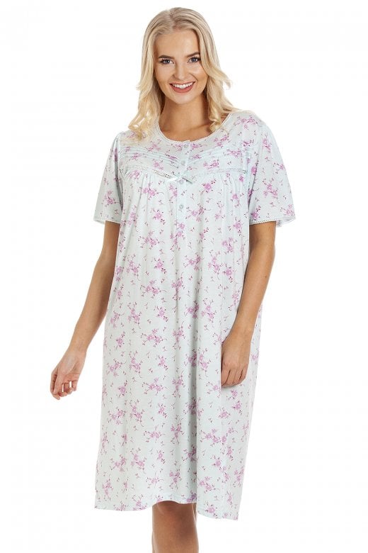 Womens PolyCotton Short Sleeve Floral Nightdresses
