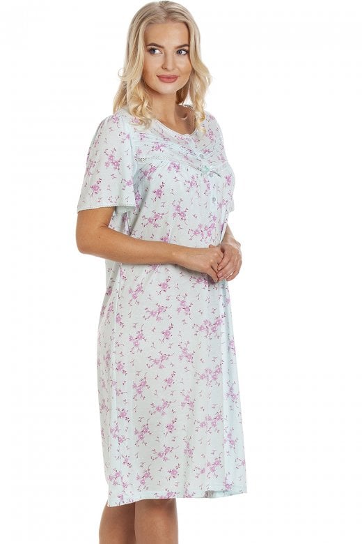 Womens PolyCotton Short Sleeve Floral Nightdresses