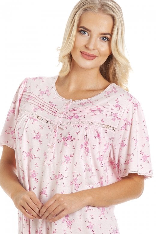Womens PolyCotton Short Sleeve Floral Nightdresses