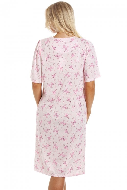 Womens Short Sleeve Button Up Floral Nightdresses