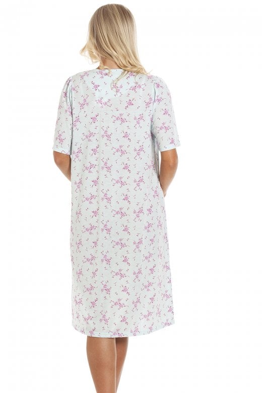 Womens Short Sleeve Button Up Floral Nightdresses