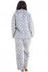 Camille Women's Pyjama Set Grey Multi Coloured Spot Print Soft Nightwear