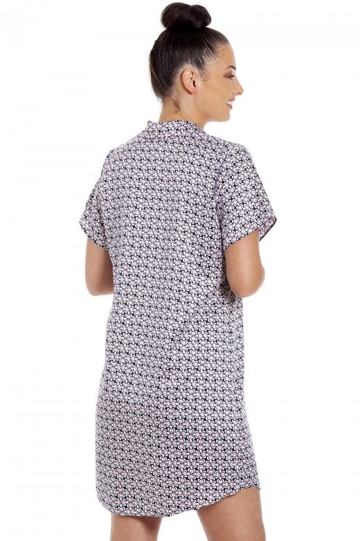 Camille Womens Floral Navy Printed Satin Nightshirt