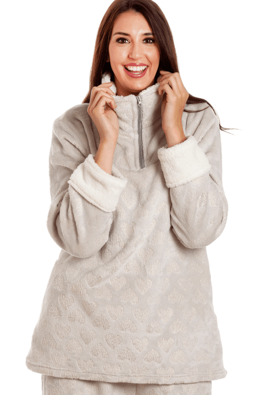 Camille Womens Grey Glitter Heart Pyjama Set