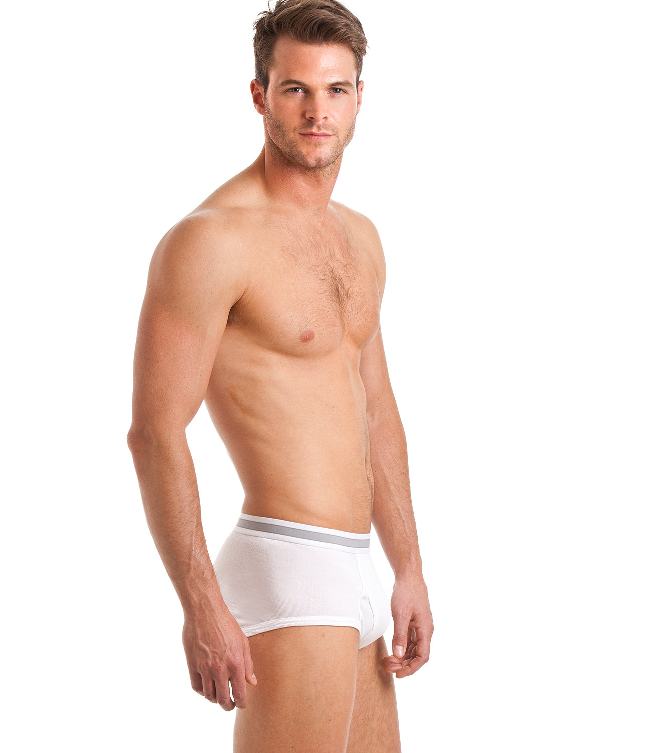 Mens Haigman Three Pack White Briefs