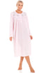 Camille Women's Light Blue Long Sleeve Nightdress with Embroidery & Buttons