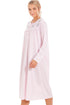 Camille Women's Light Blue Long Sleeve Nightdress with Embroidery & Buttons