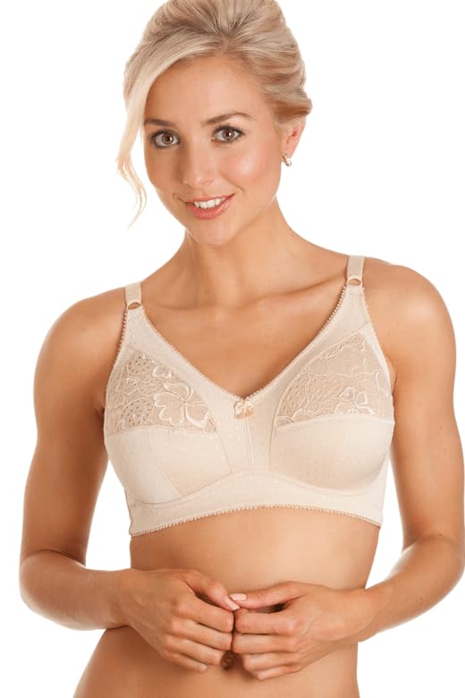 Womens Cotton Lined Soft Comfort Beige Bra 
