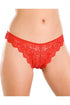 Womens Three Pack Red Floral Lace Thongs