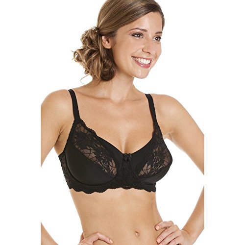 Black Lingerie Womens Full Cup Underwired Lace Bra