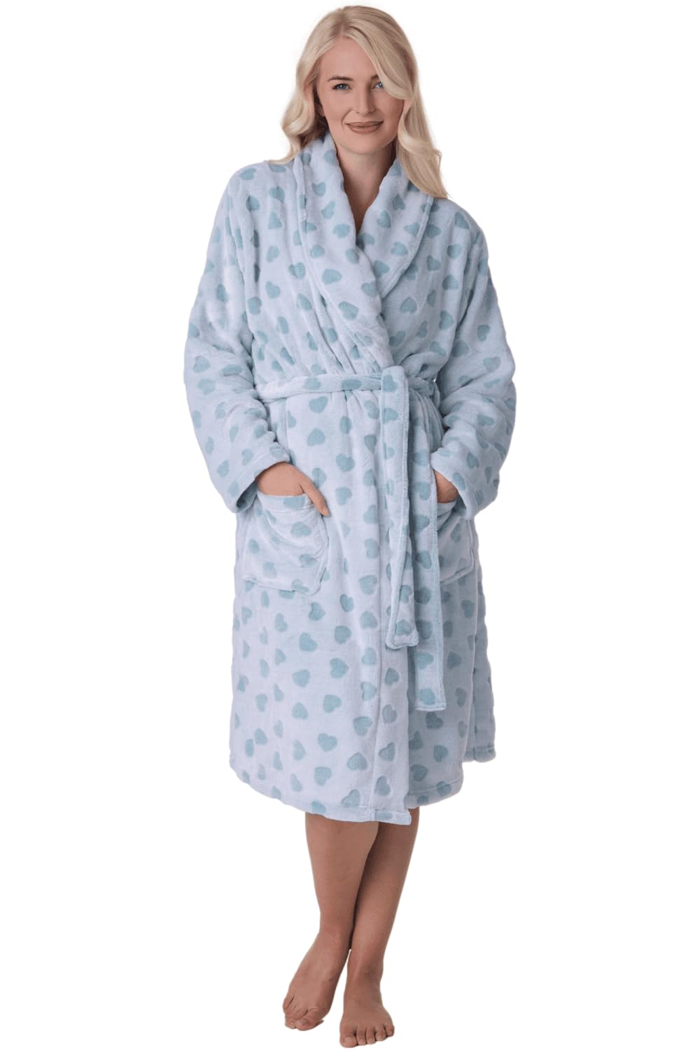 Camille Women's Supersoft Fleece Bathrobe with Shawl Collar & Pockets