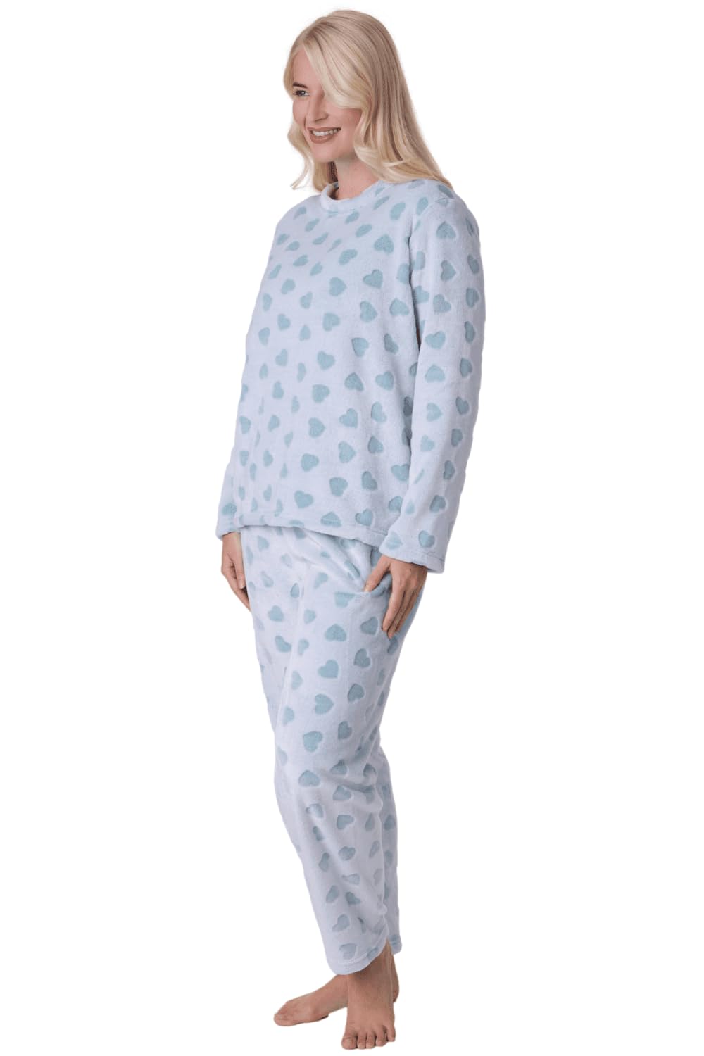 Camille Women's Supersoft Fleece Full Length Pyjama Set with Elasticated Waist
