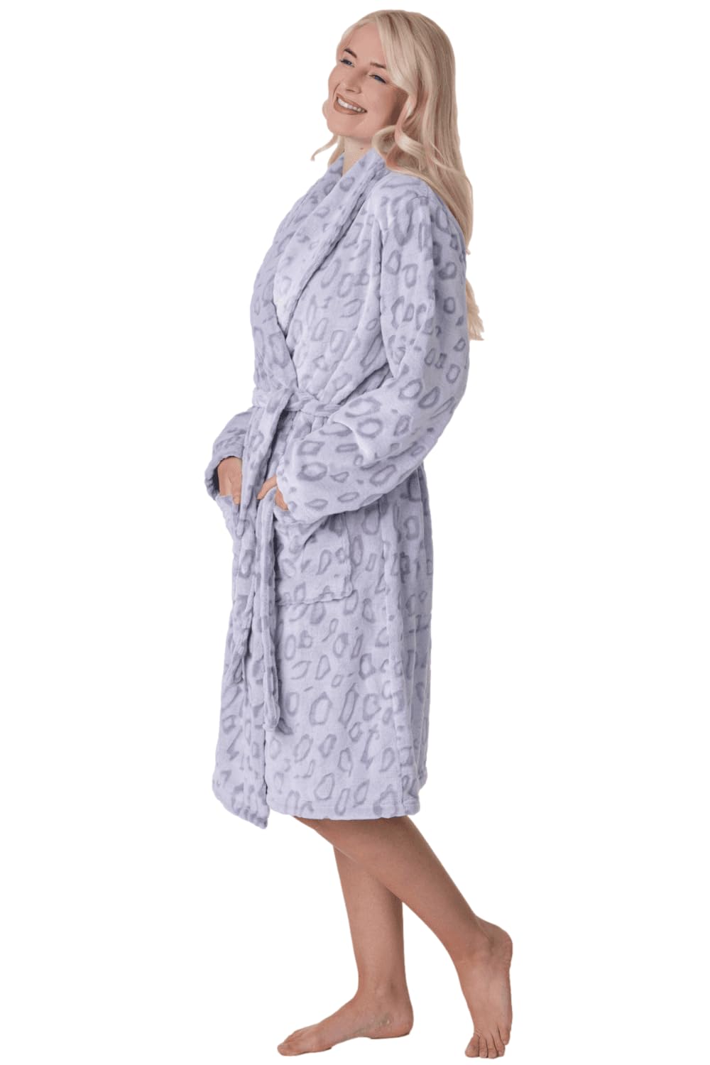 Camille Women's Supersoft Fleece Bathrobe with Shawl Collar & Pockets